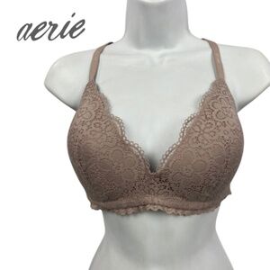 Aerie Bralette – Mauve/Cream Lace – Size 34D